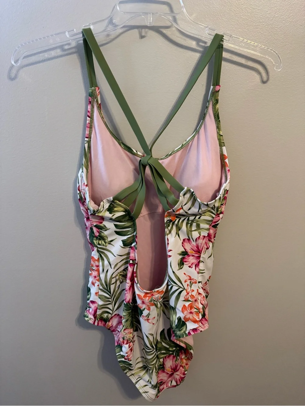 Hurley White Floral One-Piece Swimsuit with Pink & Green